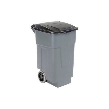 Carlisle Foodservice Carlisle Square Rolling Waste Container Trash Can with Hinged Lid 50 Gallon, Gray - 34505023 34505023